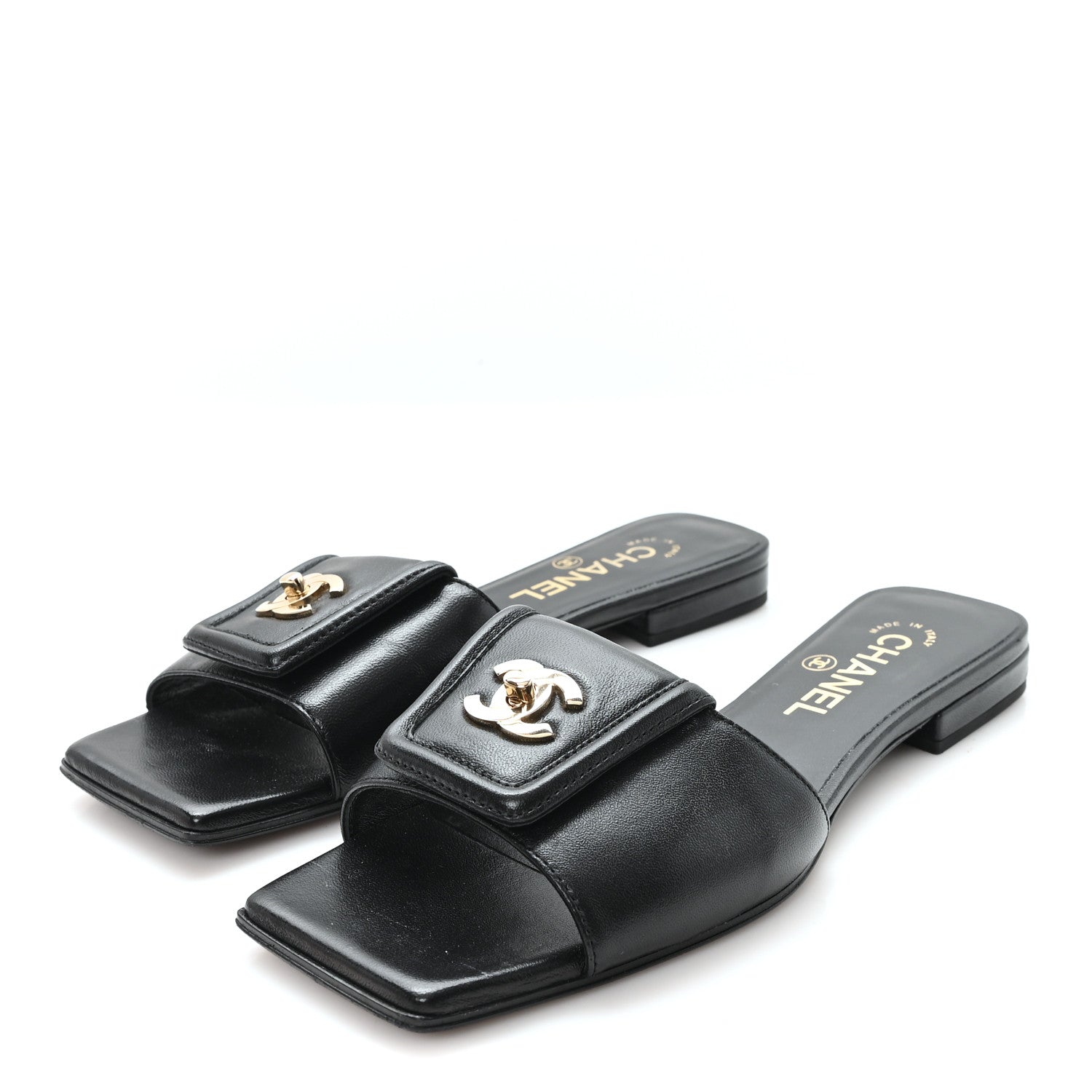 Chanel Lambskin CC Turnlock Mules 36.5 Black 4 of 9