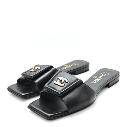 Chanel Lambskin CC Turnlock Mules 36.5 Black 4 of 9