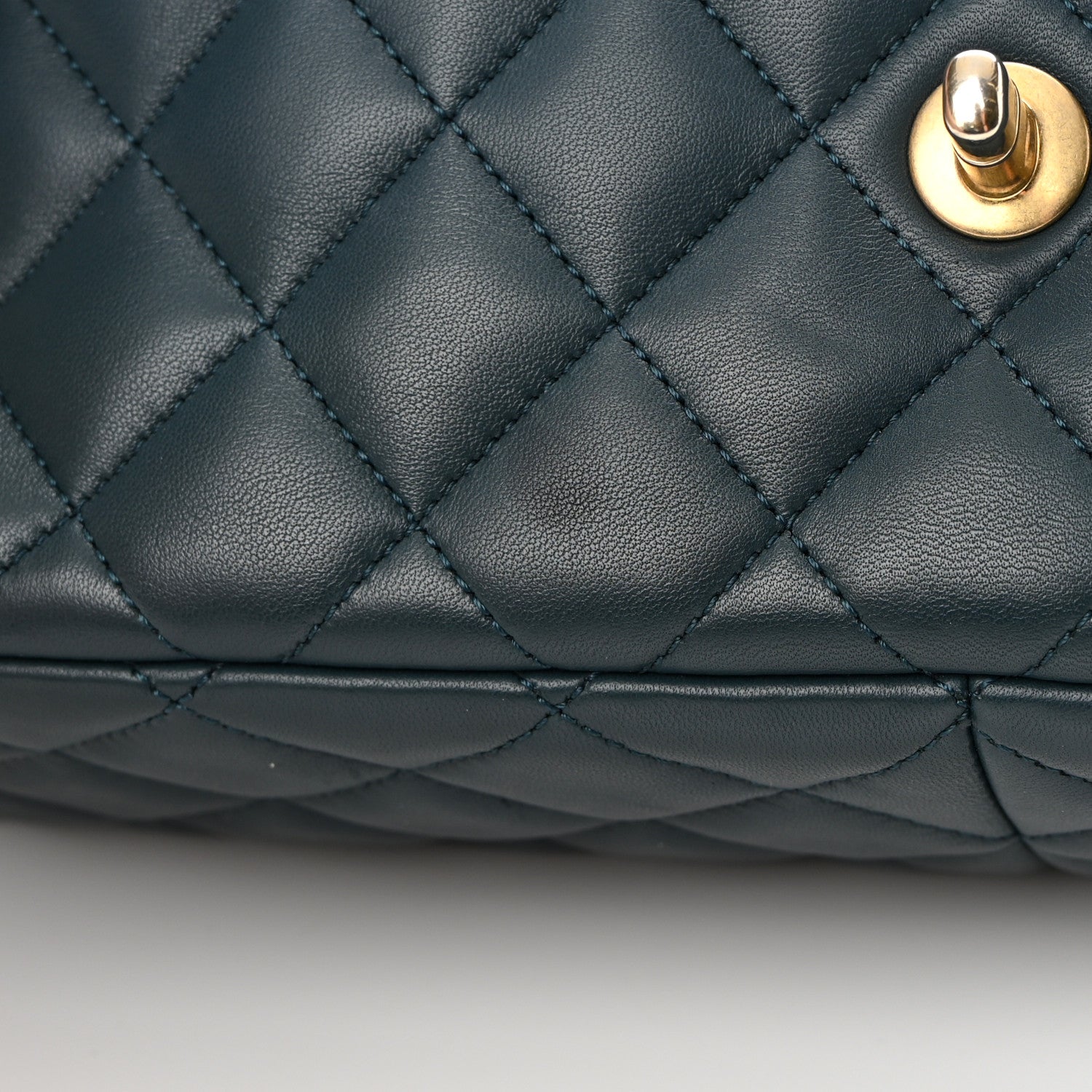 Chanel Lambskin Quilted Bi-Color Flap Navy Turquoise 15 of 16