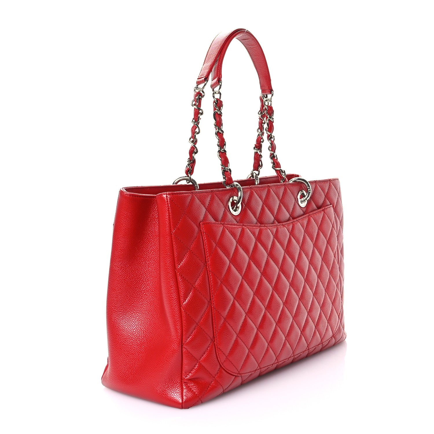 Chanel Caviar Quilted XL Grand Shopping Tote GST Red 3 of 10