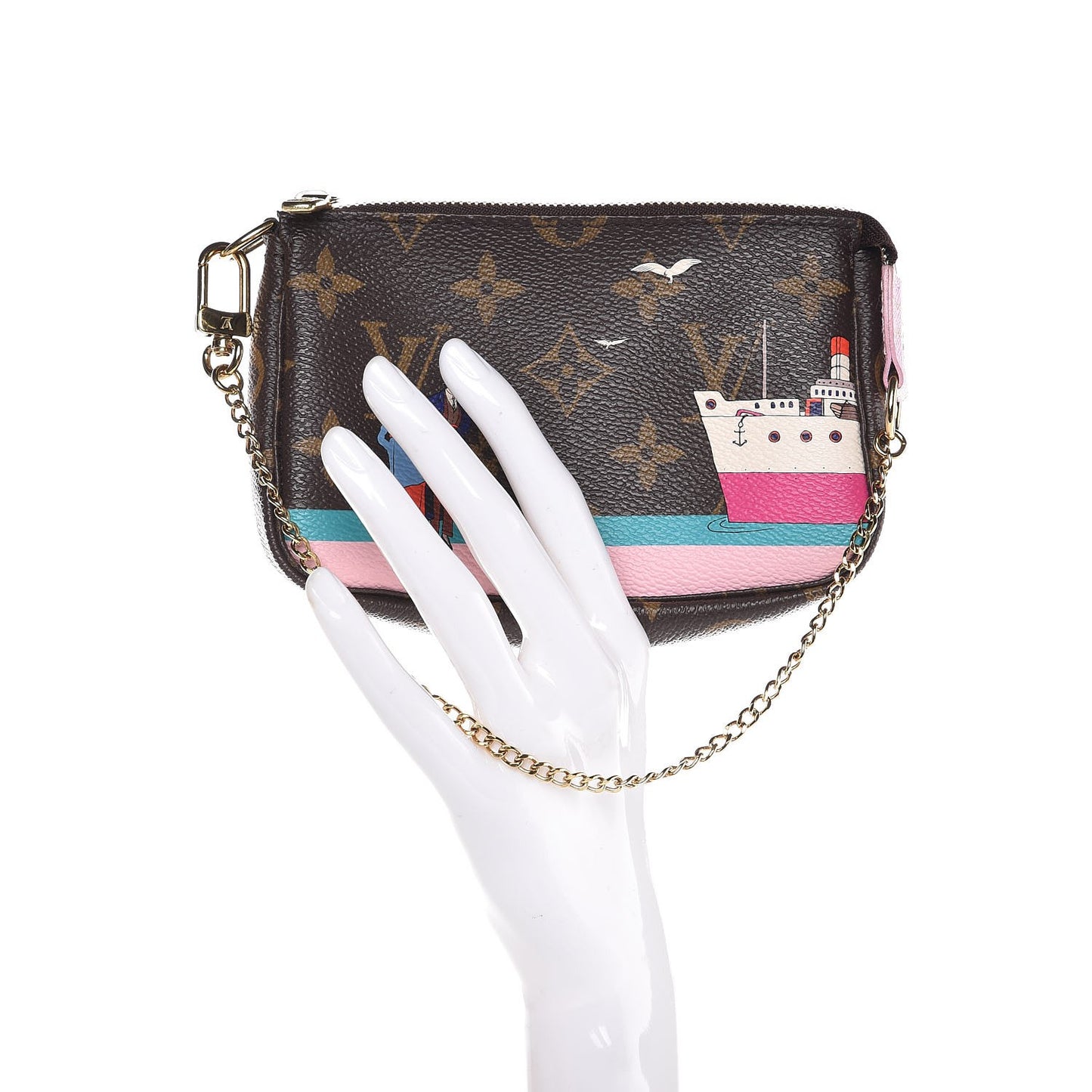 Monogram 2016 Christmas Animation Mini Pochette Accessories Rose Ballerine