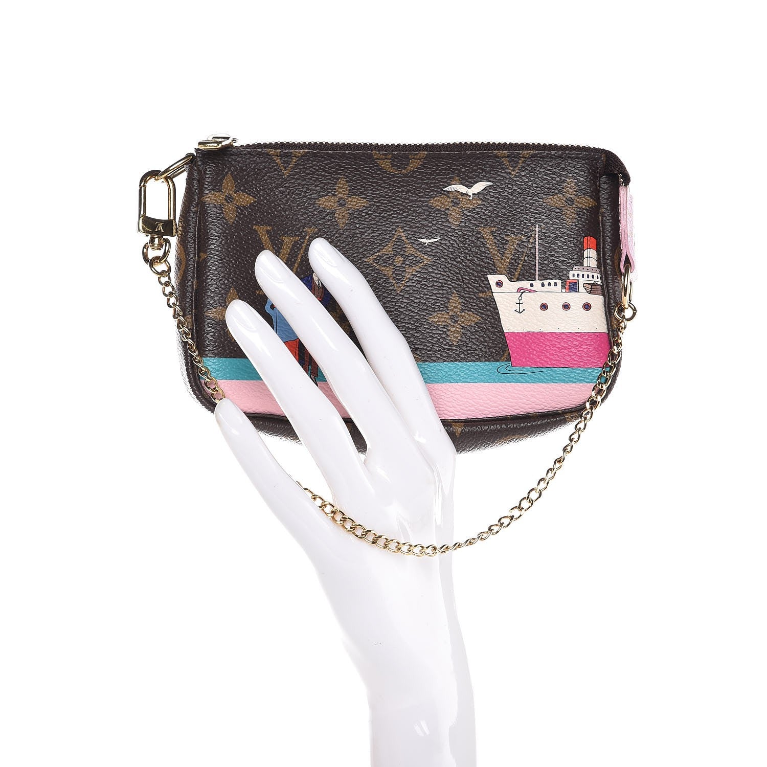 Louis Vuitton Monogram 2016 Christmas Animation Mini Pochette Accessories Rose Ballerine 2 of 8