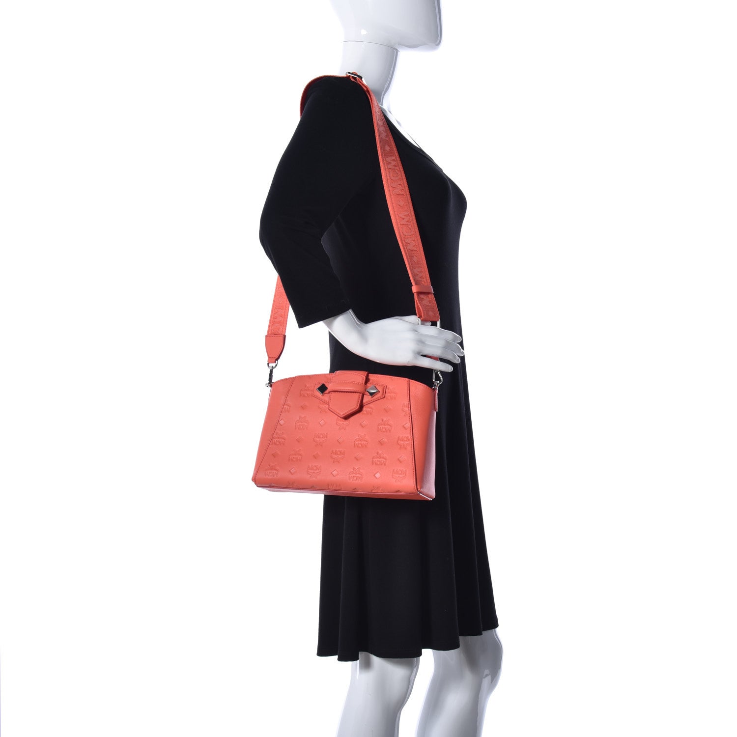 MCM Calfskin Ottomar Essential Crossbody Bag Hot Coral 2 of 9