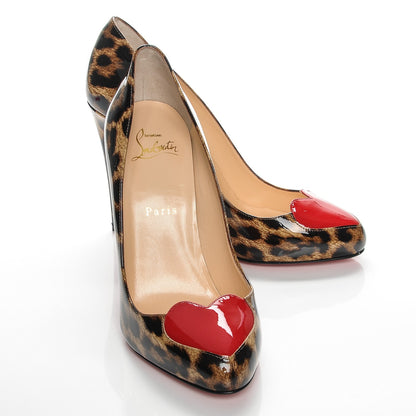 Christian Louboutin Patent Leopard Doracora 100 Pumps 39 Brown Red 8 of 10