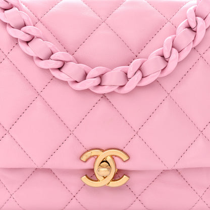 Chanel Lambskin Quilted Small Lacquered Chain Flap Pink 8 of 12