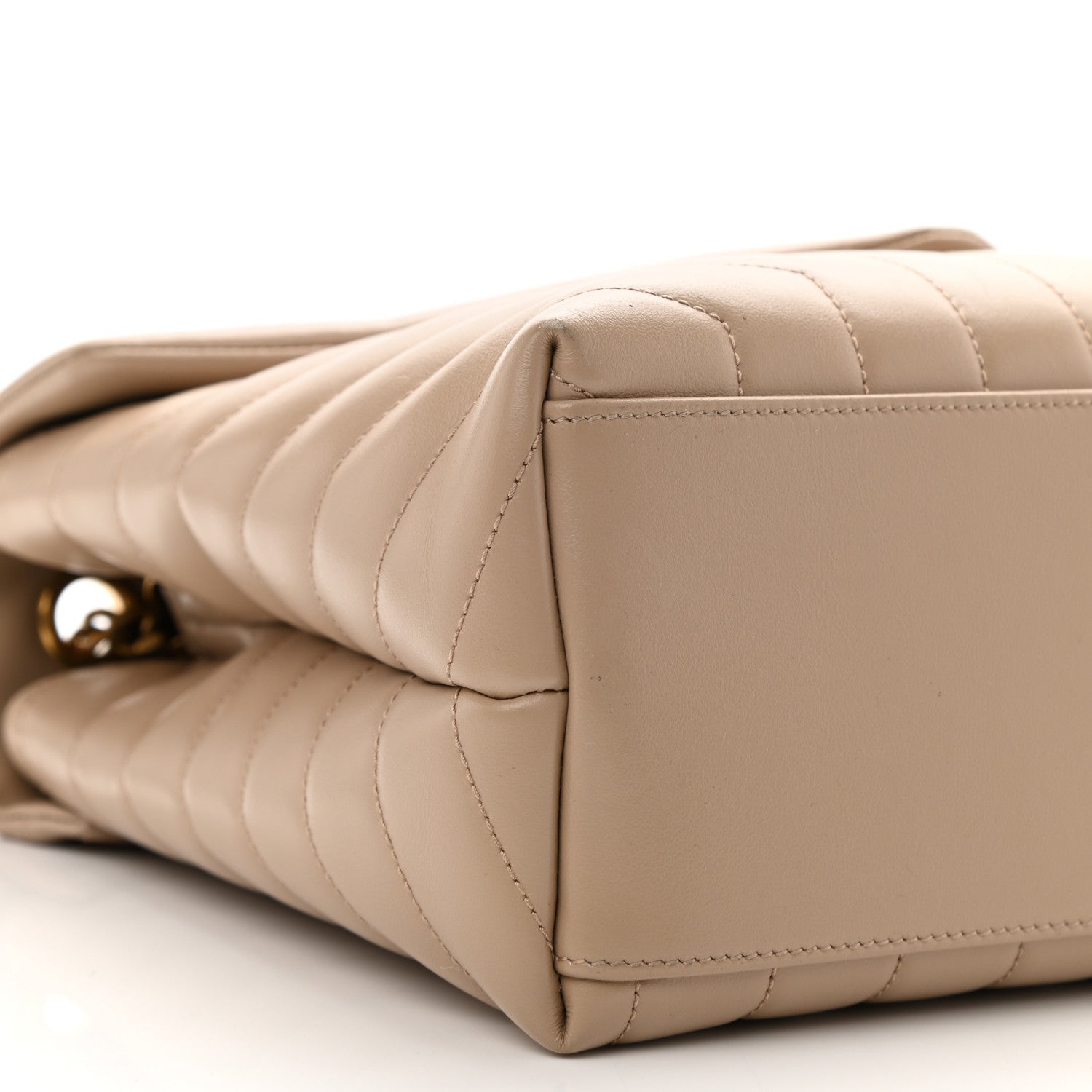 Saint Laurent Calfskin Y Quilted Monogram Medium Loulou Chain Satchel Dark Beige 11 of 12