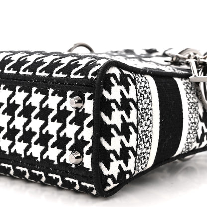 Christian Dior Canvas Houndstooth Embroidered Mini Lady D-Lite Black White 10 of 11