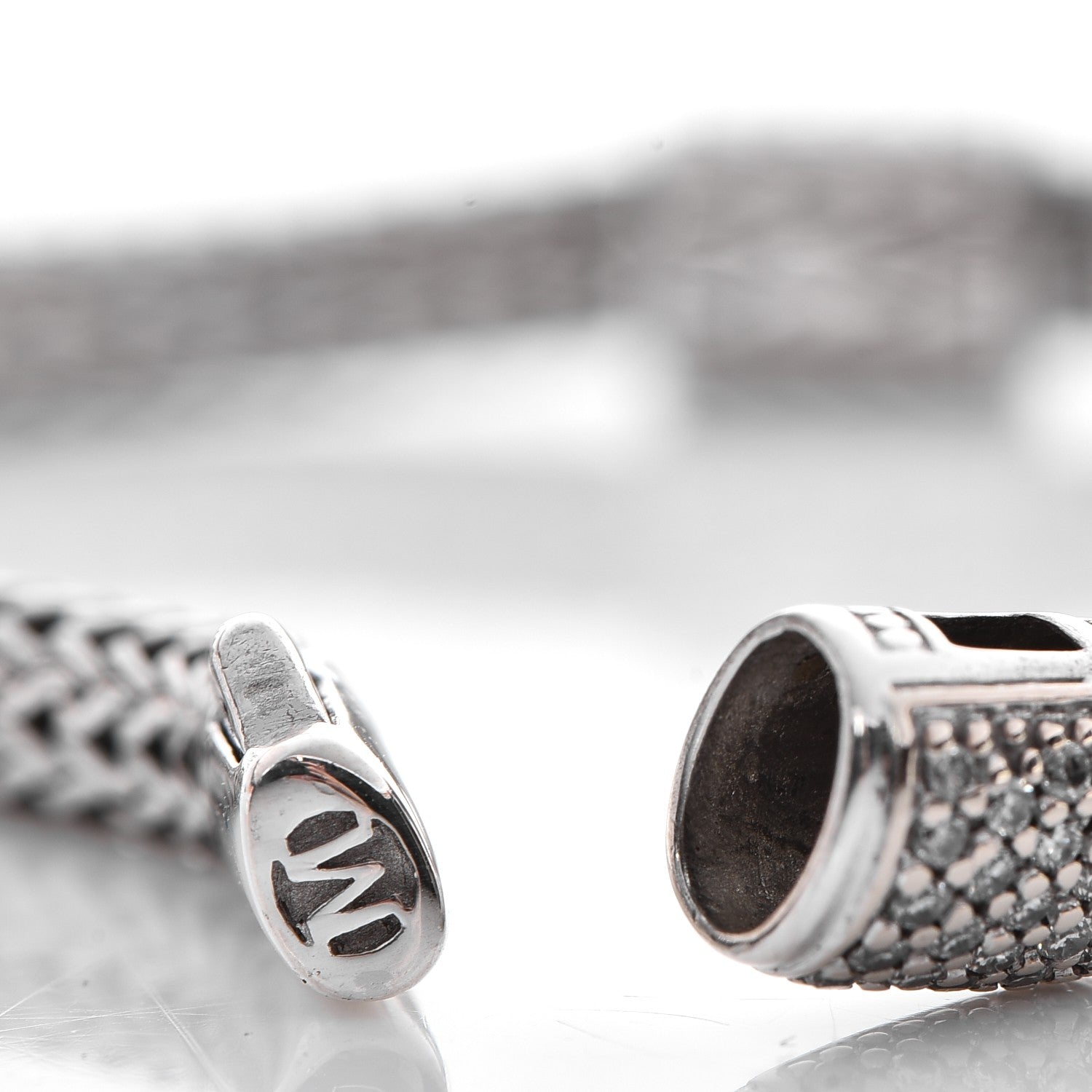 John Hardy Sterling Silver 18K Gold Pave Diamond Medium Classic Chain Station Clasp Bracelet 4 of 6