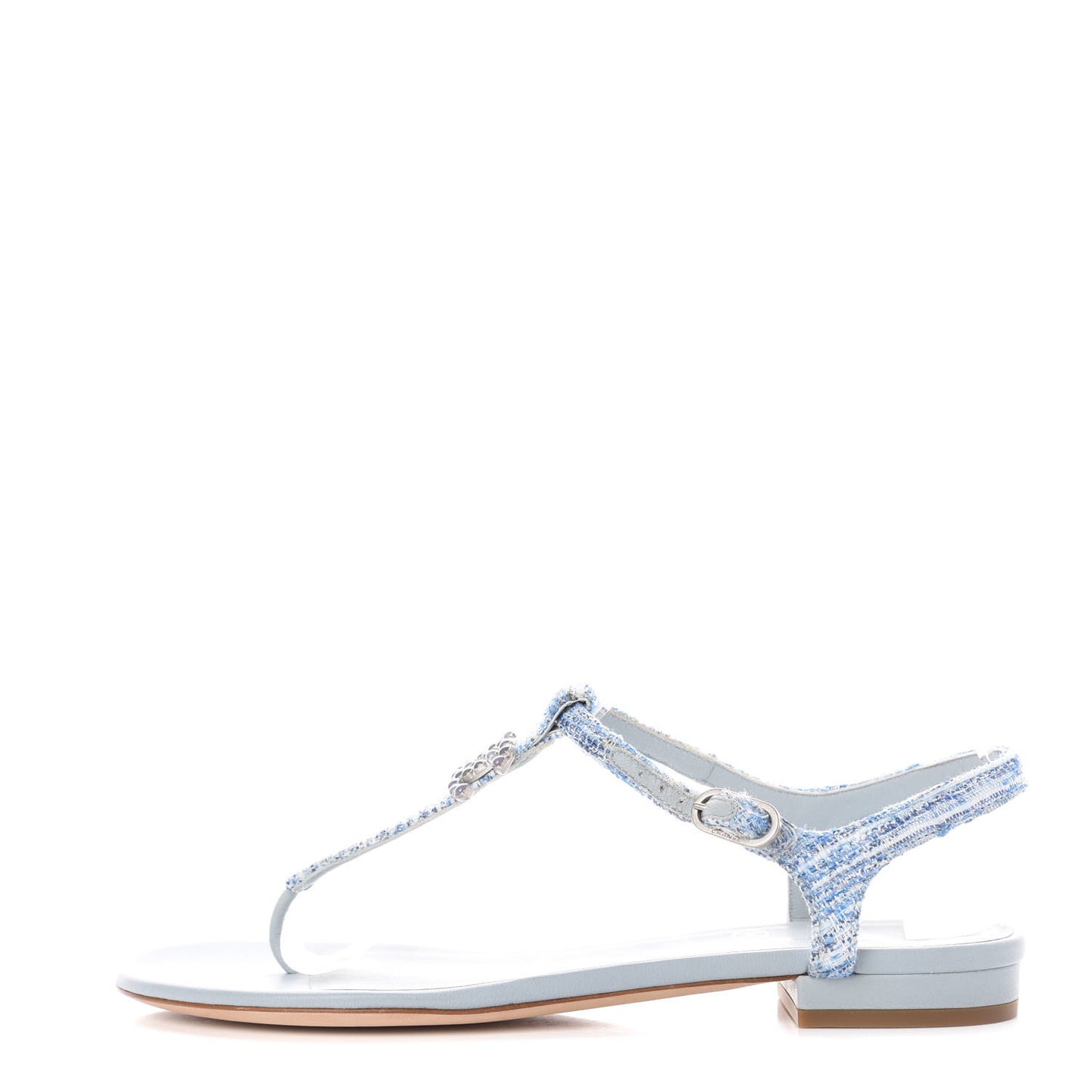 Fantasy Tweed CC Flat Sandals 37 Light Blue