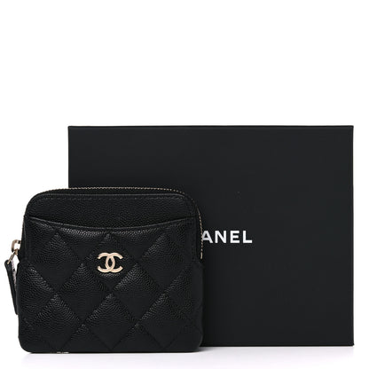 Chanel Caviar Quilted Zip Card Holder Wallet Black 10 of 10