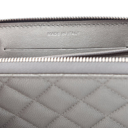 Chanel Metallic Caviar Quilted Medium Maxi CC Zip Around Wallet Grey 7 of 9