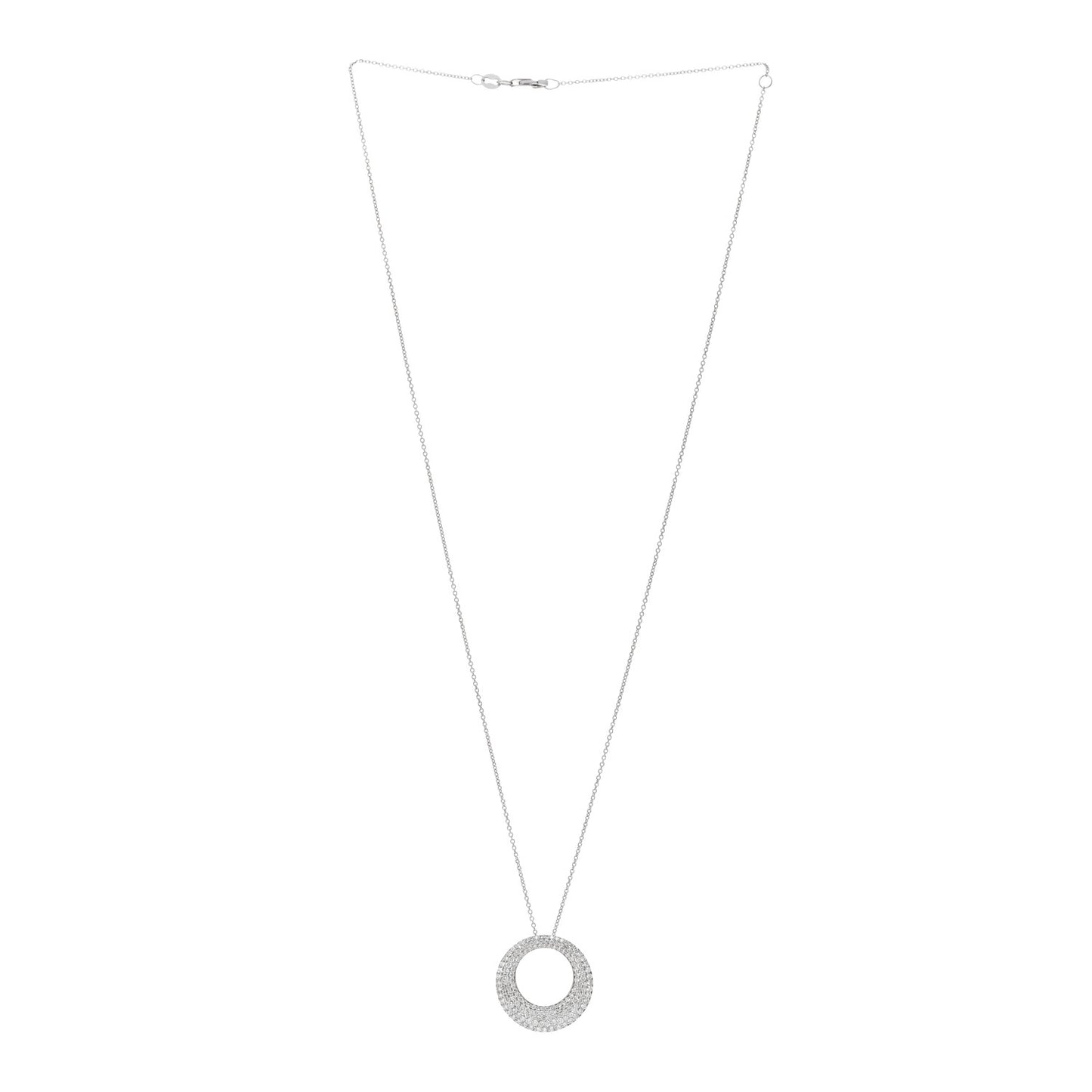 18K White Gold Diamond 20mm Scalare Necklace