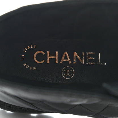 Chanel Shiny Goatskin Calfskin Quilted Lace Up Combat Boots 38.5 Black 7 of 14