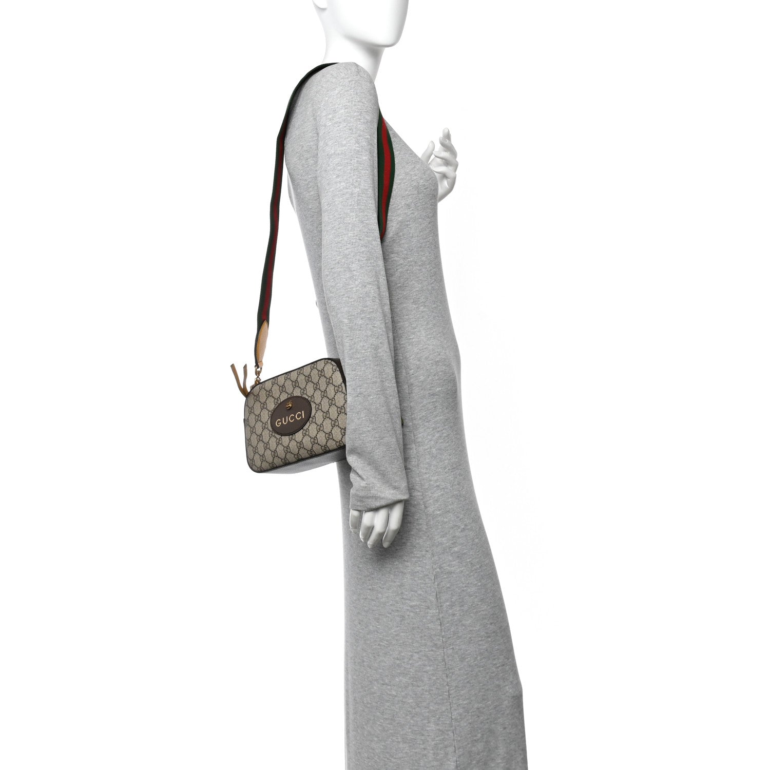 Gucci GG Supreme Monogram Web Neo Vintage Shoulder Bag Beige New Acero Crop 2 of 11