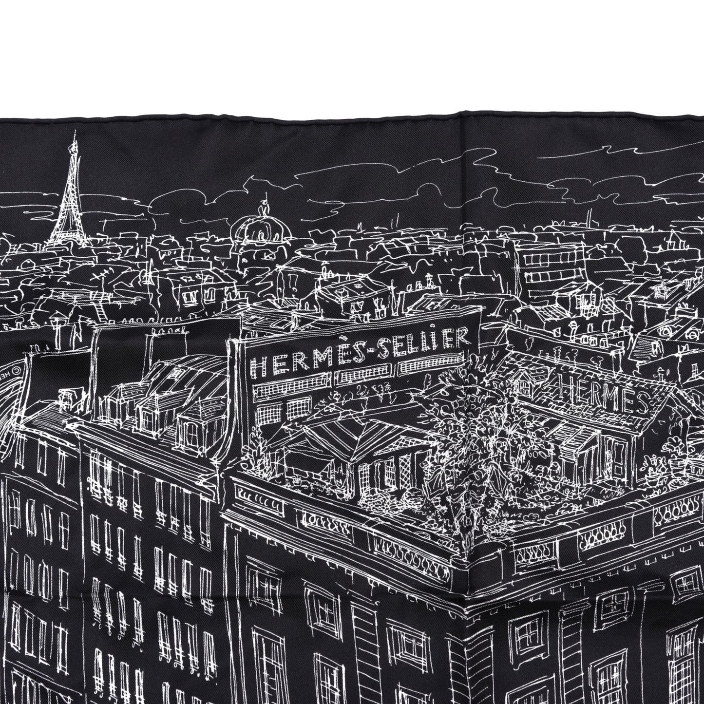 Silk Un Jardin Sur Le Toit Pocket Square Black White