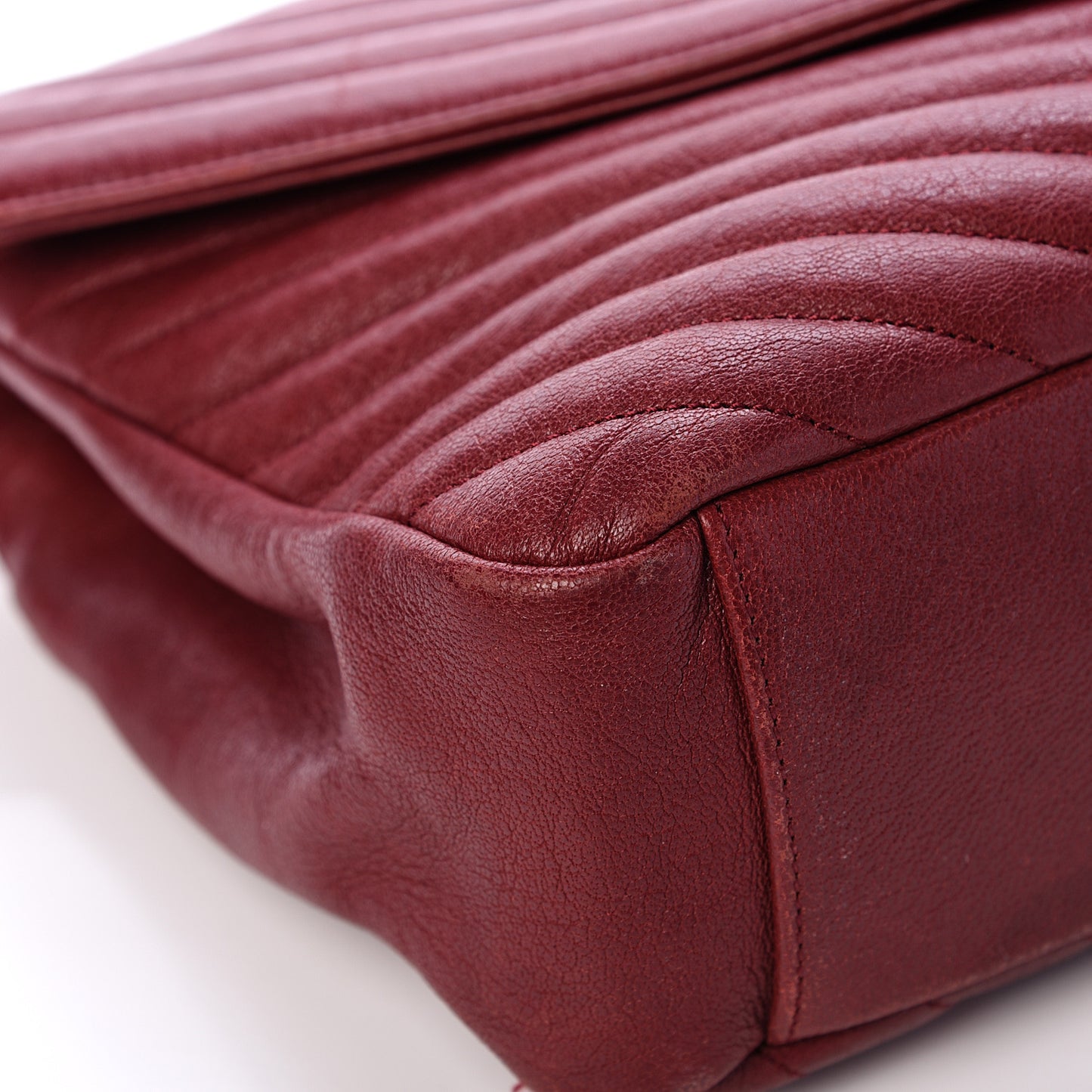 Sheepskin Matelasse Chevron Large College Monogram Satchel Oxblood