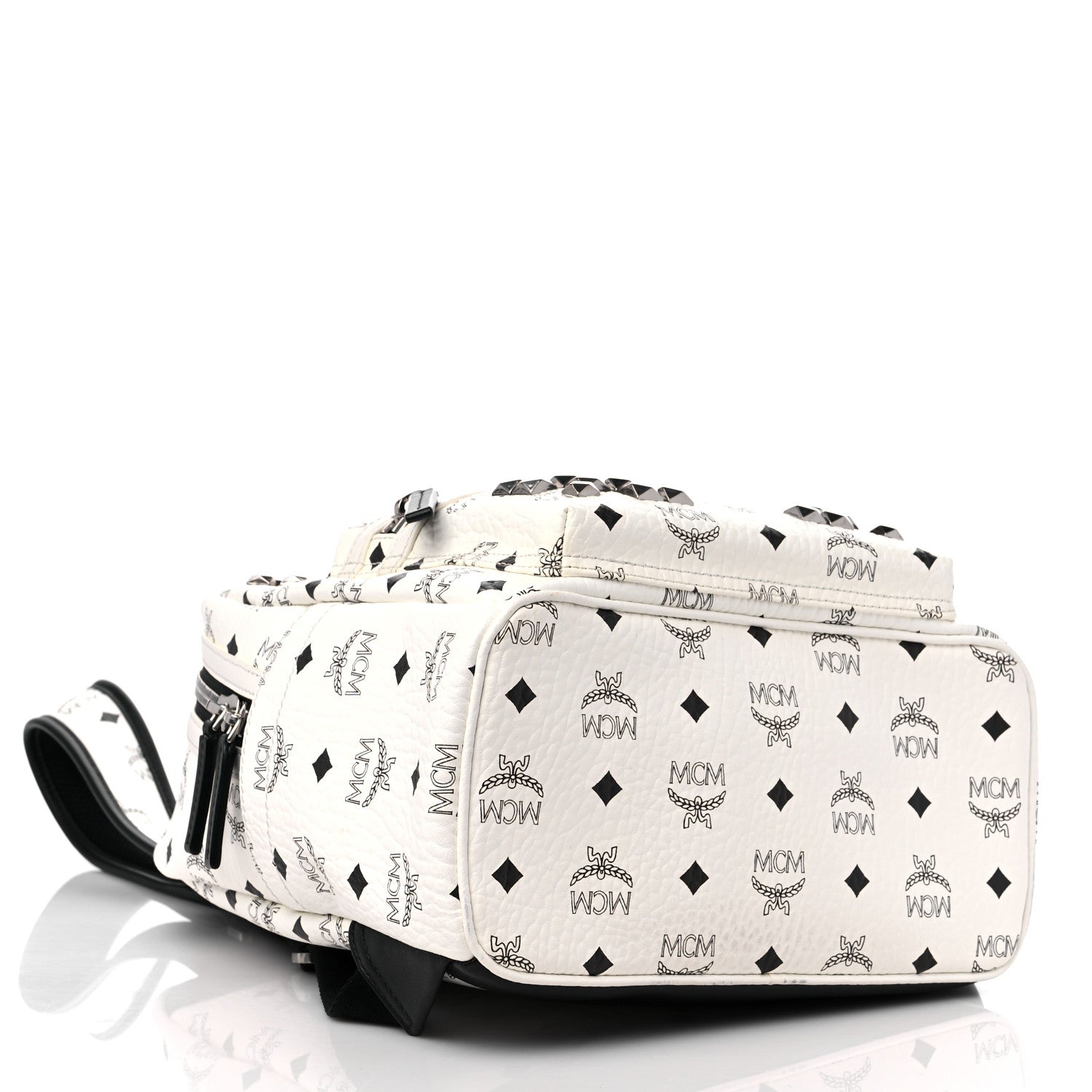 MCM Visetos Studded Small Stark M Backpack White 4 of 9