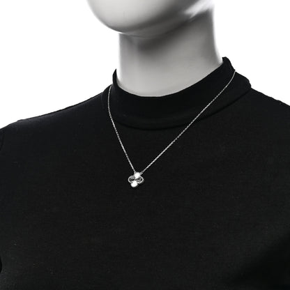 Van Cleef & Arpels 18K White Gold Guilloche Vintage Alhambra Pendant Necklace 2 of 6