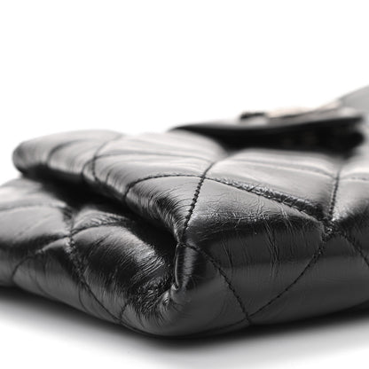 Chanel Glazed Calfskin Quilted Coco Pleats Chain Clutch Black 9 of 12