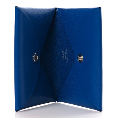 Hermes Chevre Mysore Calvi Card Case Bleu Royal 5 of 8
