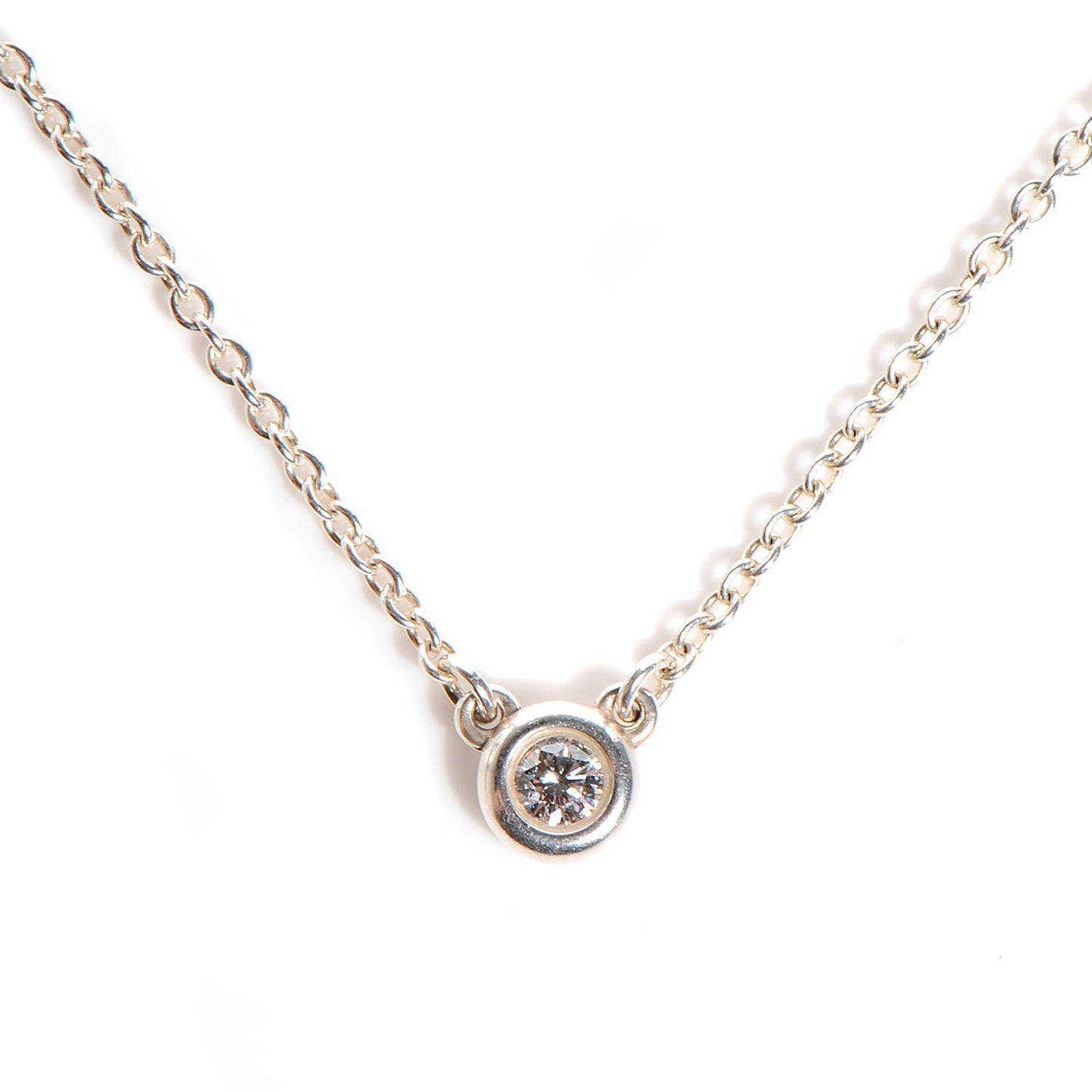 Sterling Silver Diamond .07ct Elsa Peretti Diamonds by the Yard Pendant Necklace