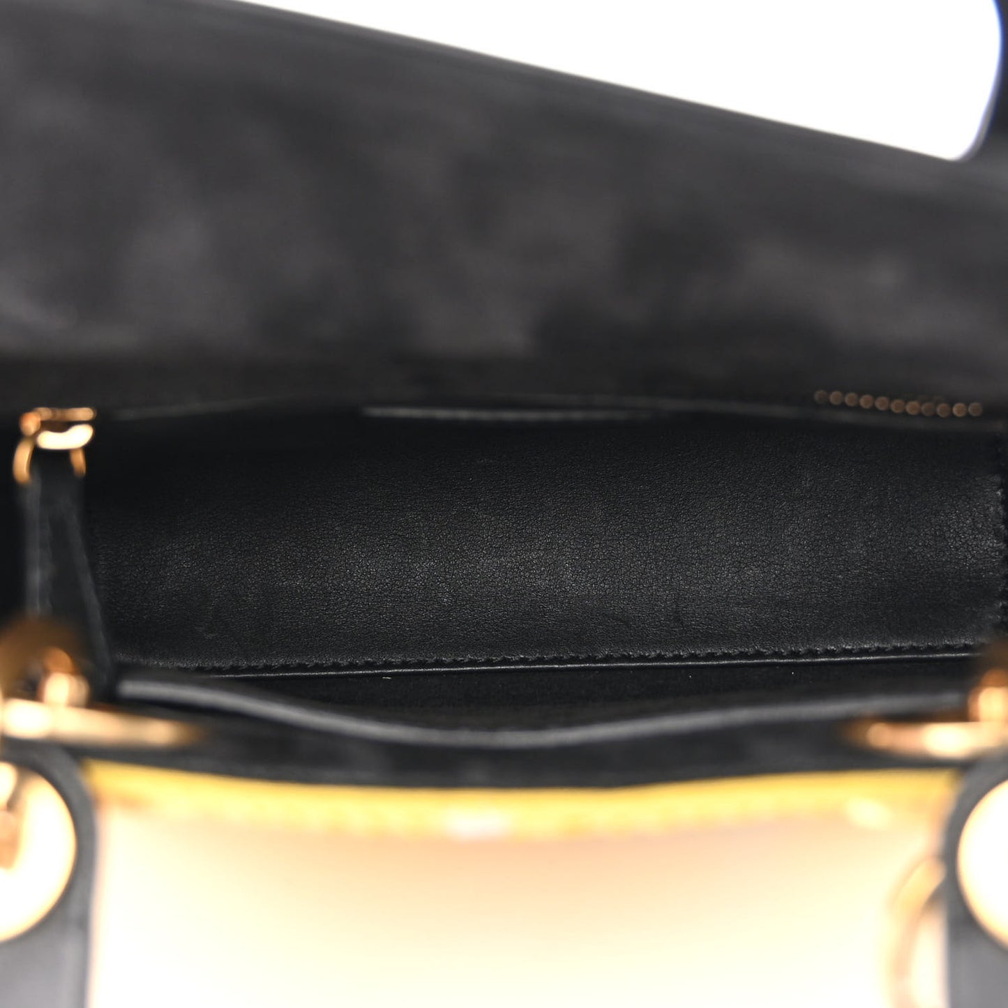 Canvas Embroidered Swords Mini Lady Dior Yellow Multicolor