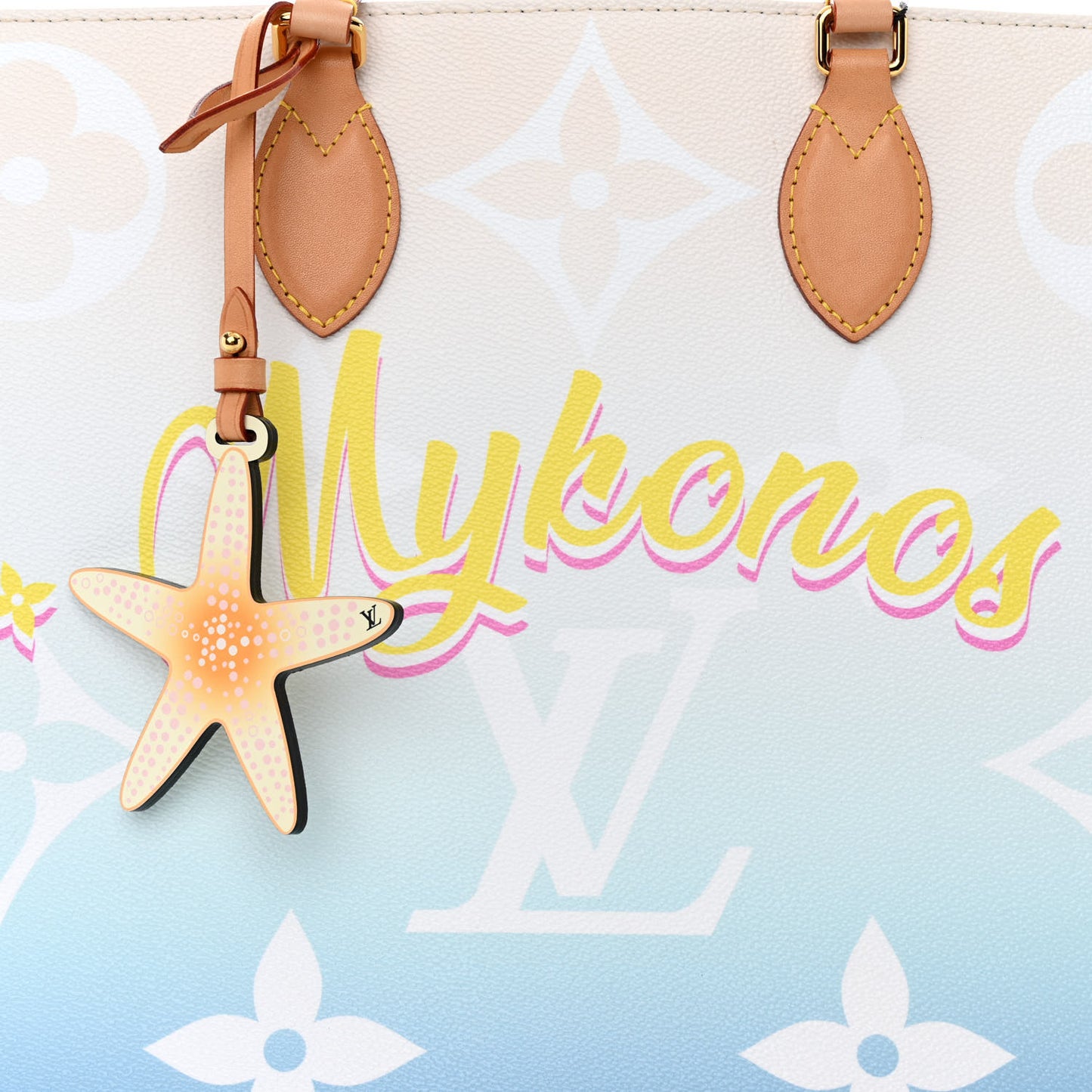 Monogram Giant Raffia Mykonos By The Pool Onthego GM Blue