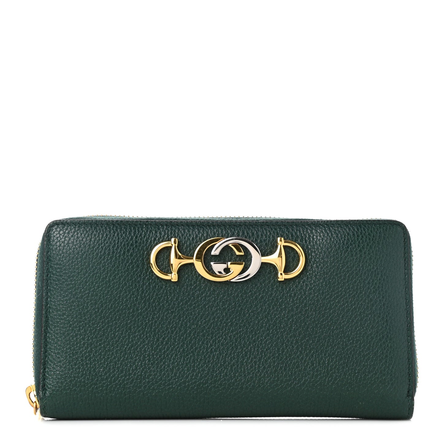 Grainy Calfskin Zumi Zip Around Wallet Vintage Green