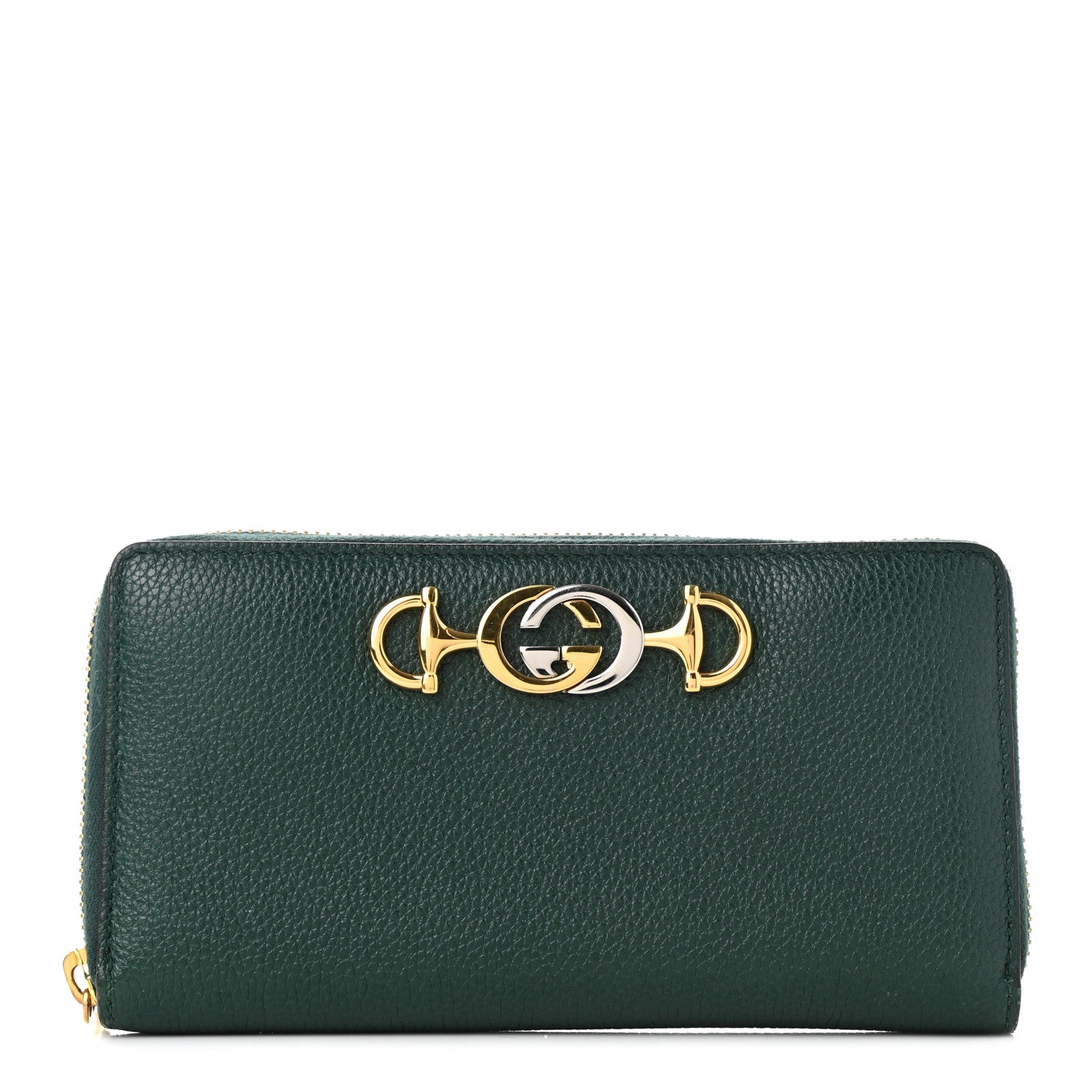 Gucci Grainy Calfskin Zumi Zip Around Wallet Vintage Green 1 of 7