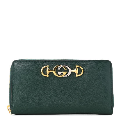 Gucci Grainy Calfskin Zumi Zip Around Wallet Vintage Green 1 of 7
