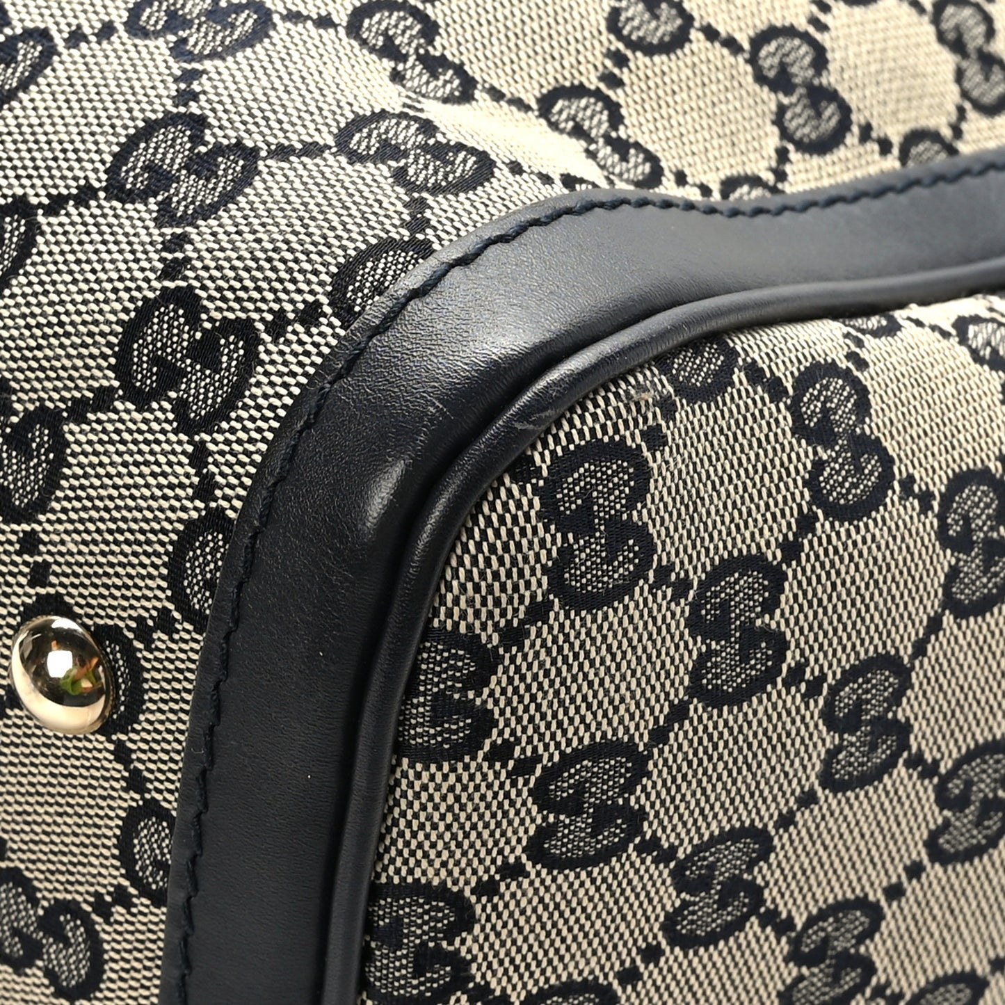 Monogram Selleria Calfskin Vintage Web Medium Boston Beige Blue