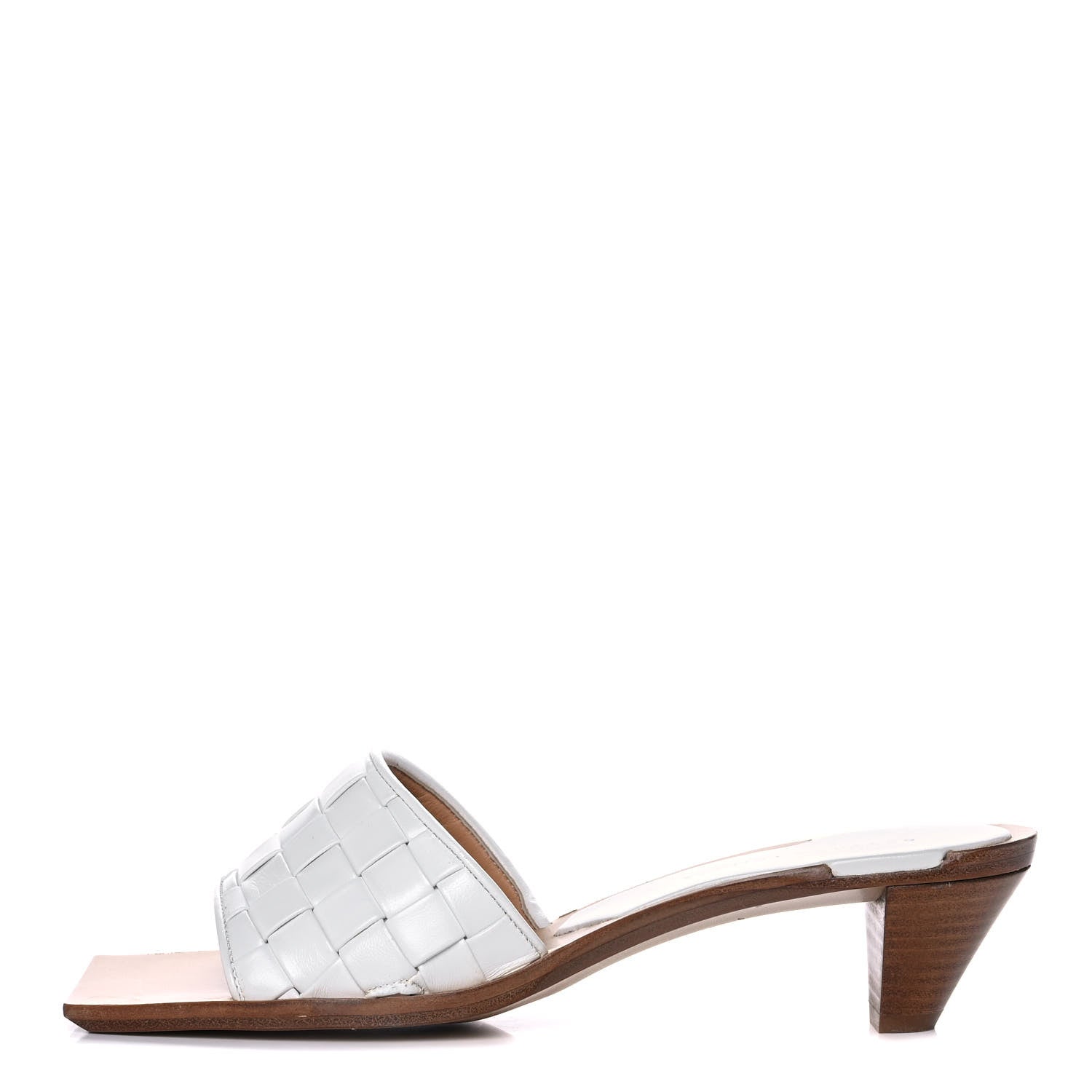 Bottega Veneta Nappa Intrecciato Squared Toe Low Mule Sandals 38.5 White 1 of 7
