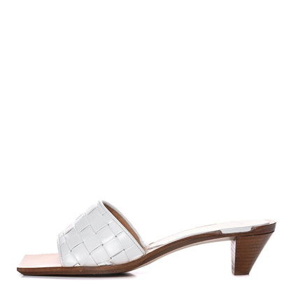 Bottega Veneta Nappa Intrecciato Squared Toe Low Mule Sandals 38.5 White 1 of 7
