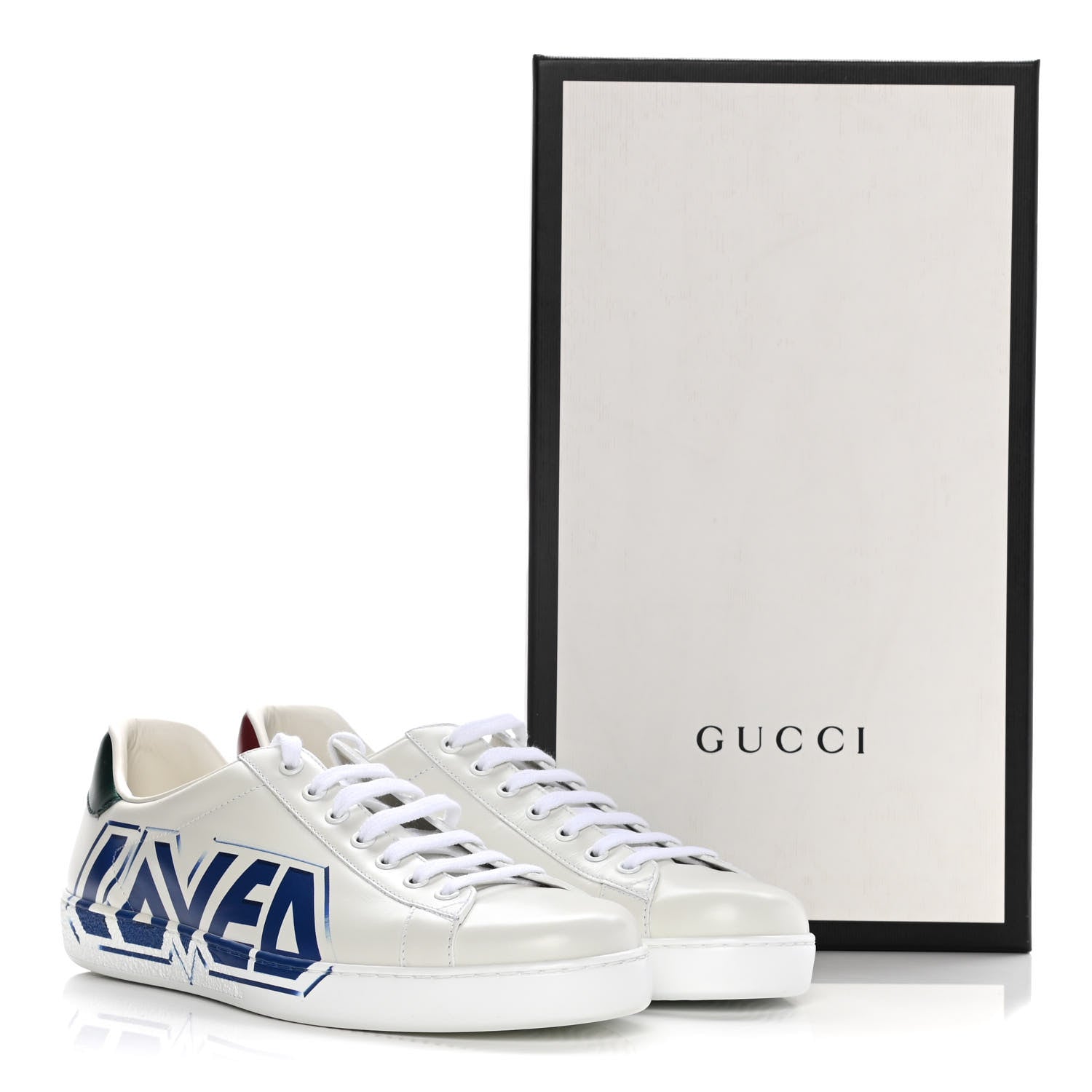 Gucci Calfskin Nappa LOVED Print Mens Ace Sneakers 9 White Red Flame Green 13 of 13