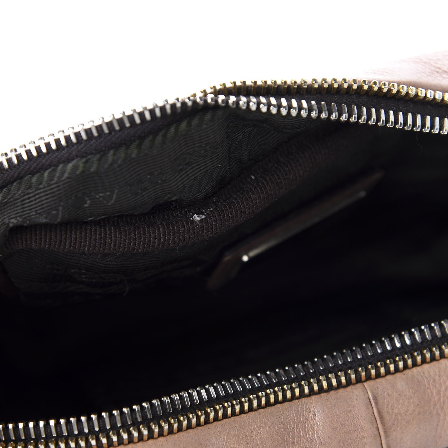 Prada Glace Calfskin Zippers Bow Clutch Ardesia Nudo 9 of 12