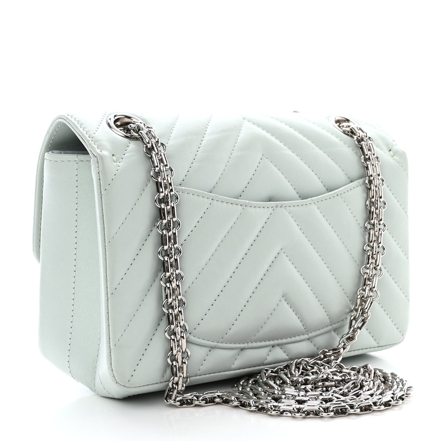 Chanel Aged Calfskin Chevron Quilted 2.55 Reissue Mini Flap Light Blue 3 of 11