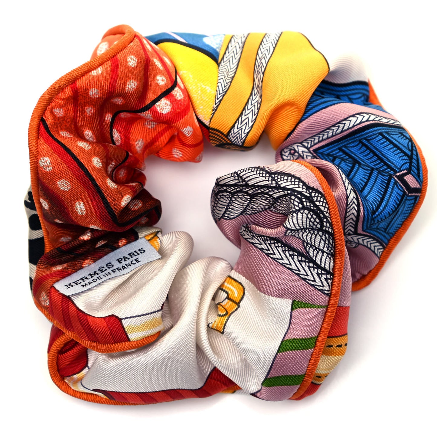 Silk Patchwork Claudia Scrunchie Orange Fruite