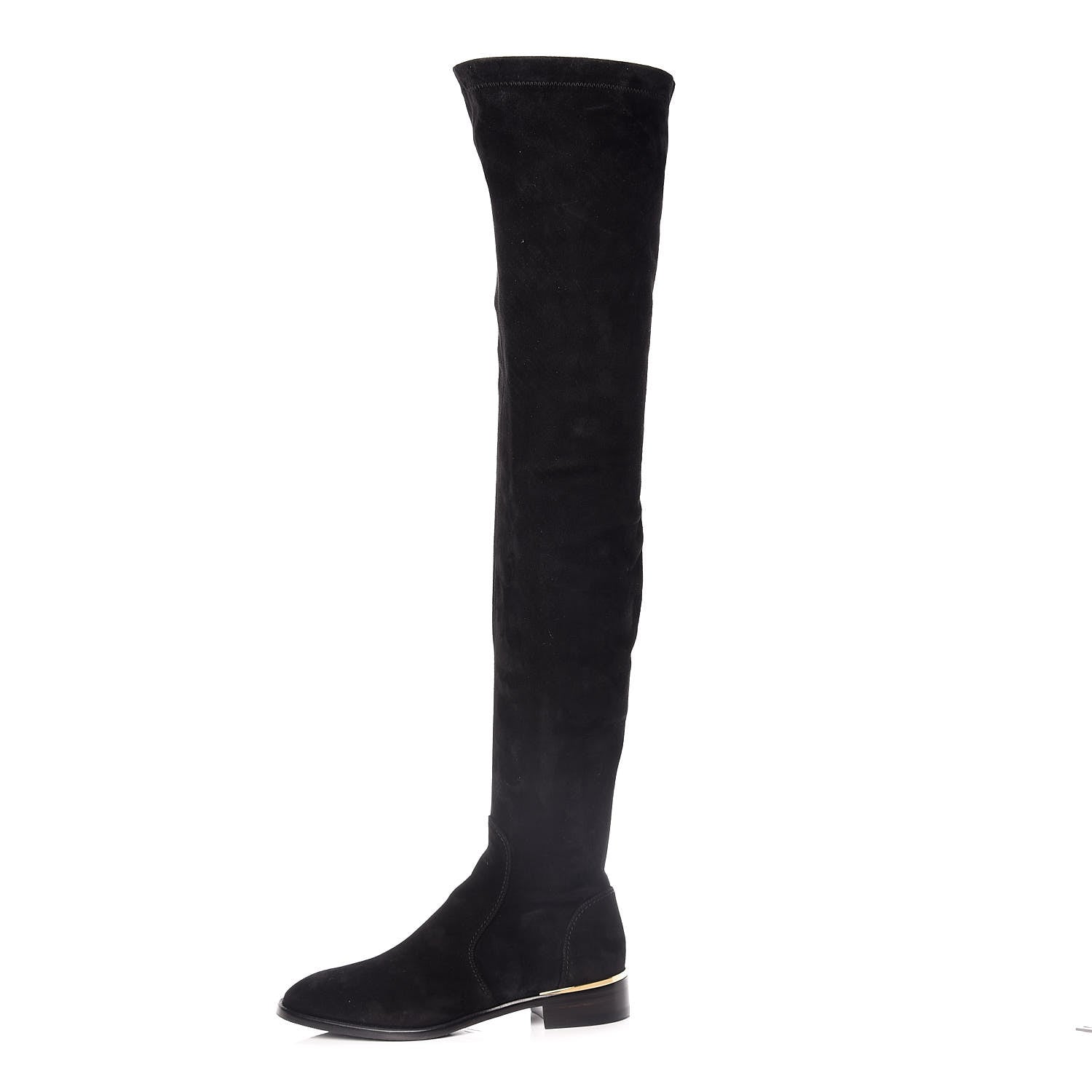 Louis Vuitton Suede Skyline Thigh High Flat Boots 37.5 Black 1 of 7