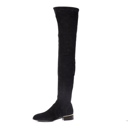 Louis Vuitton Suede Skyline Thigh High Flat Boots 37.5 Black 1 of 7