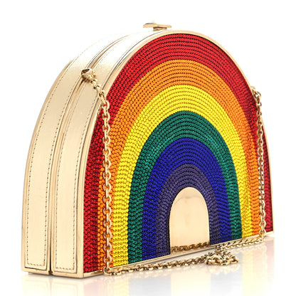 Judith Leiber Crystal Rainbow Minaudiere Clutch Gold Multicolor 3 of 10