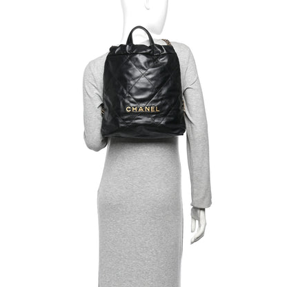 Chanel Shiny Calfskin Quilted Chanel 22 Backpack Black 2 of 10
