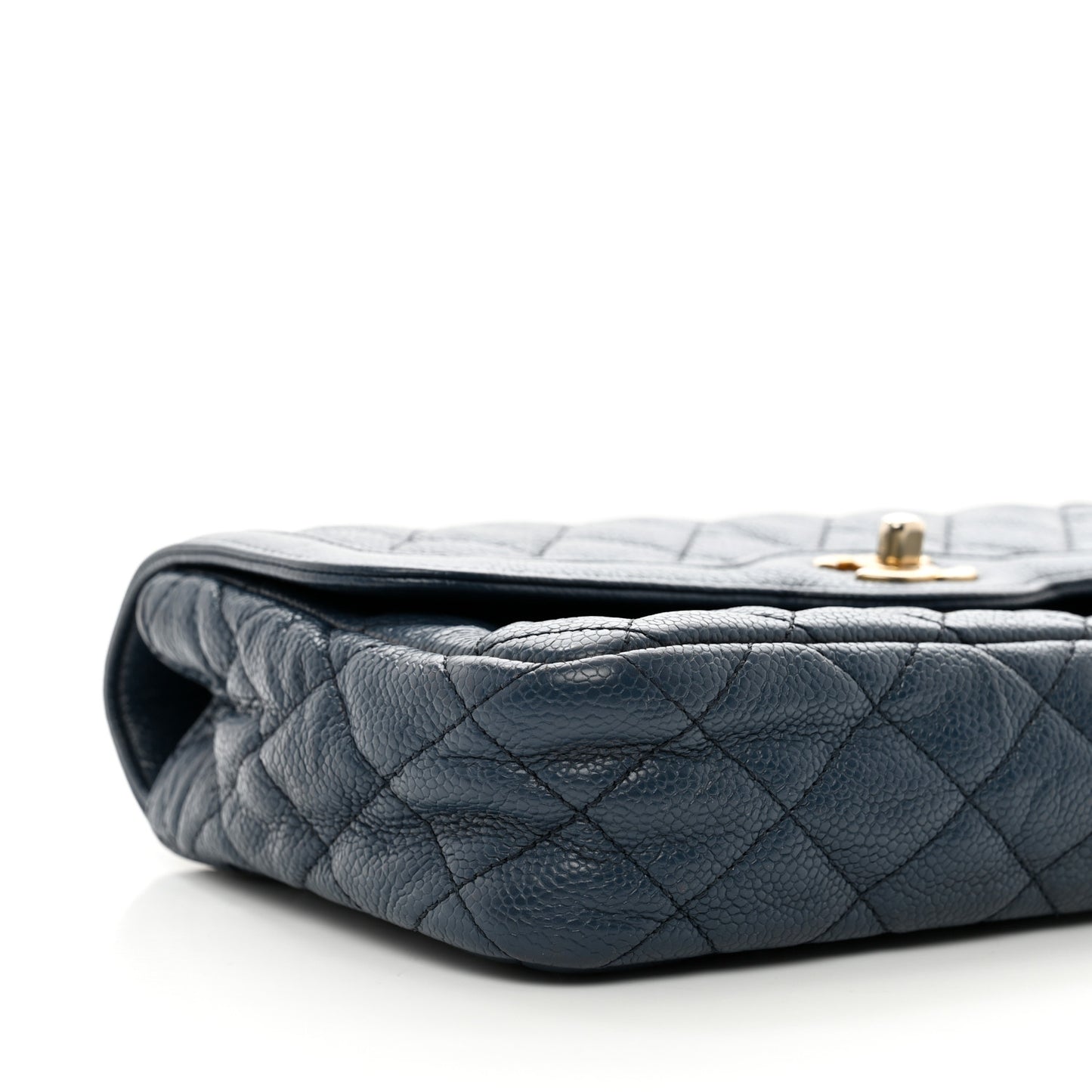 Crumpled Grained Calfskin Small Two Tone Flap Navy