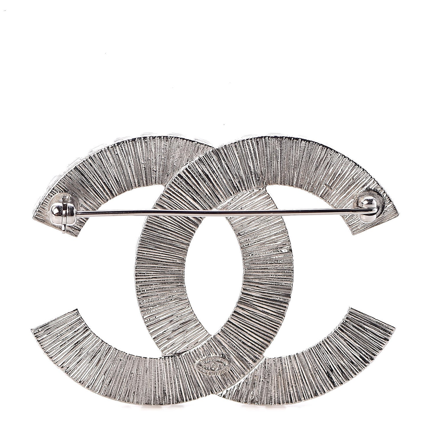 Baguette Crystal CC Brooch Silver
