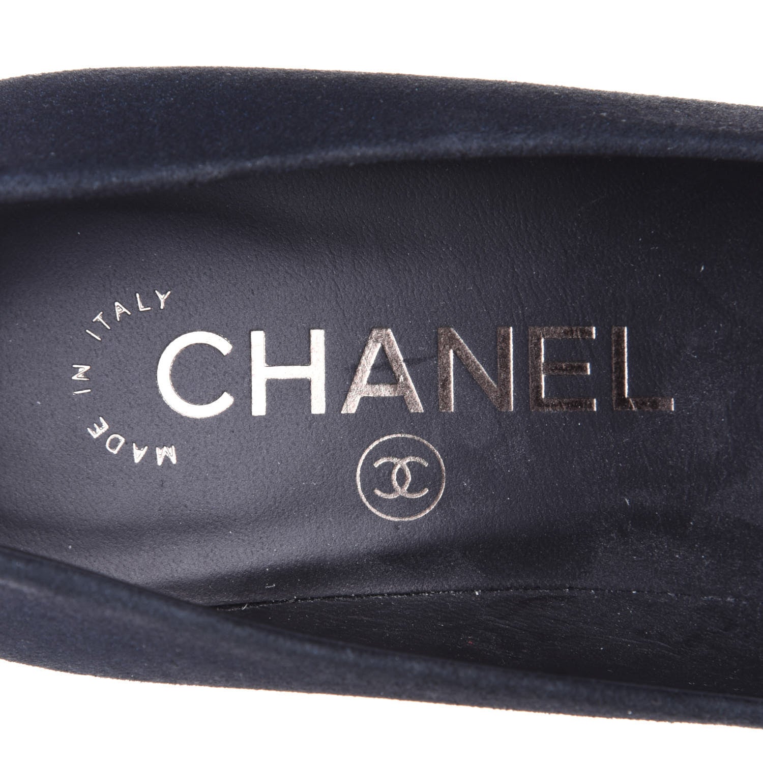 Chanel Suede Patent Calfskin Cap Toe CC Pumps 36.5 Navy 9 of 10