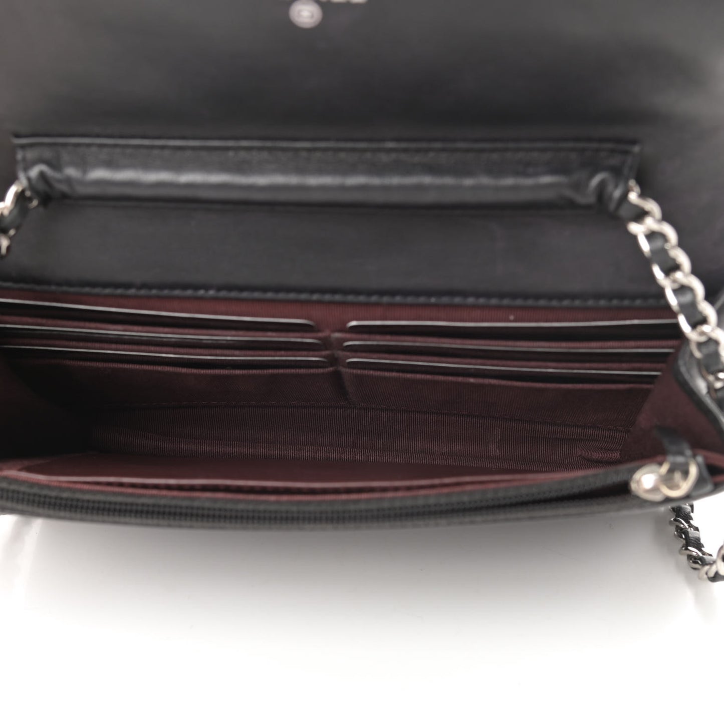 Lambskin Quilted Wallet On Chain WOC Black