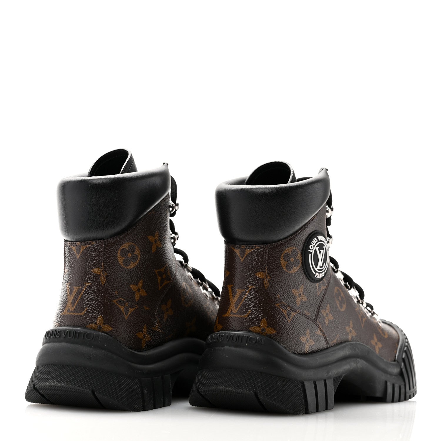 Louis Vuitton Calfskin Patent Monogram Ruby Flat Ranger Boots 38.5 Black 4 of 10