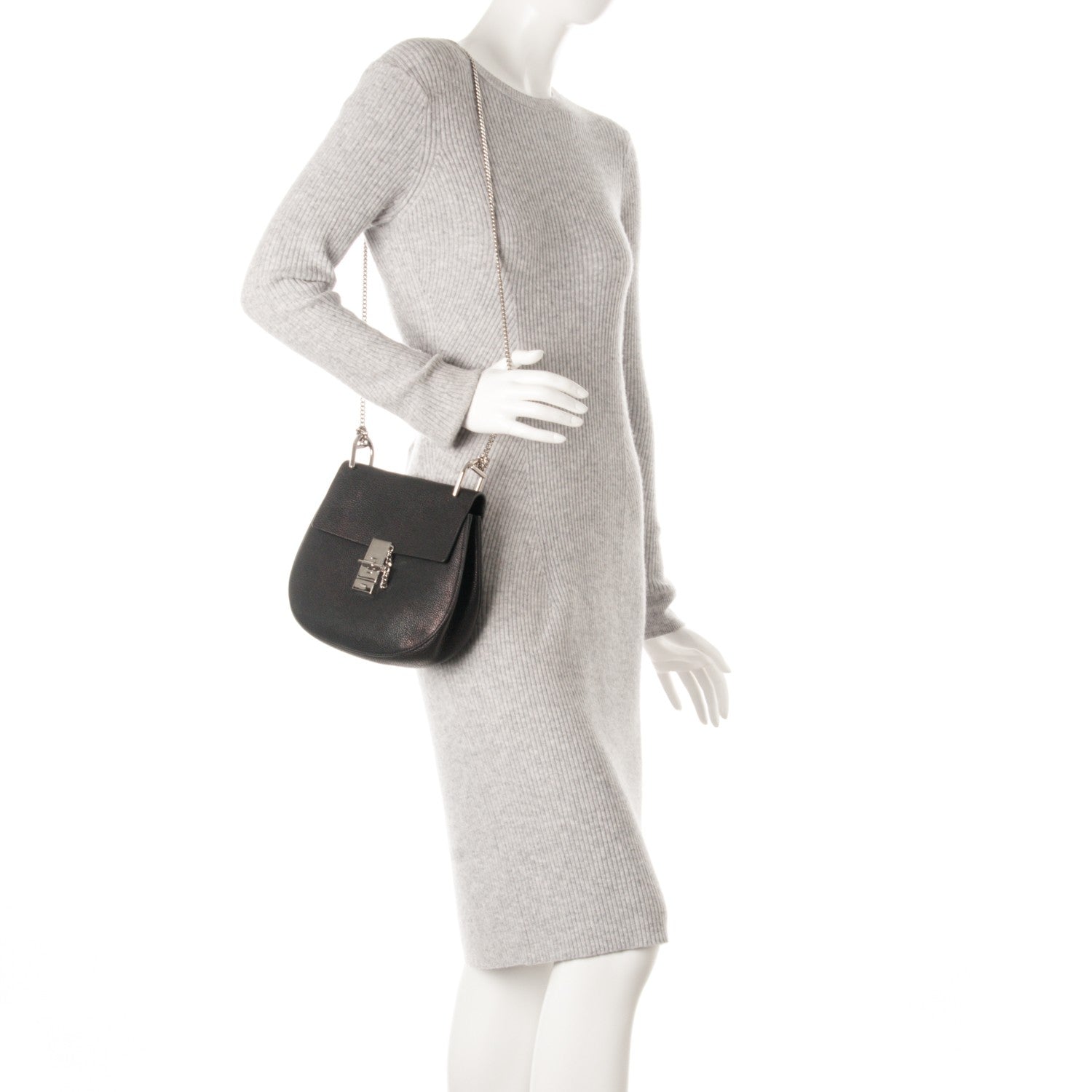 Chloe Grained Lambskin Drew Shoulder Bag Black 2 of 7