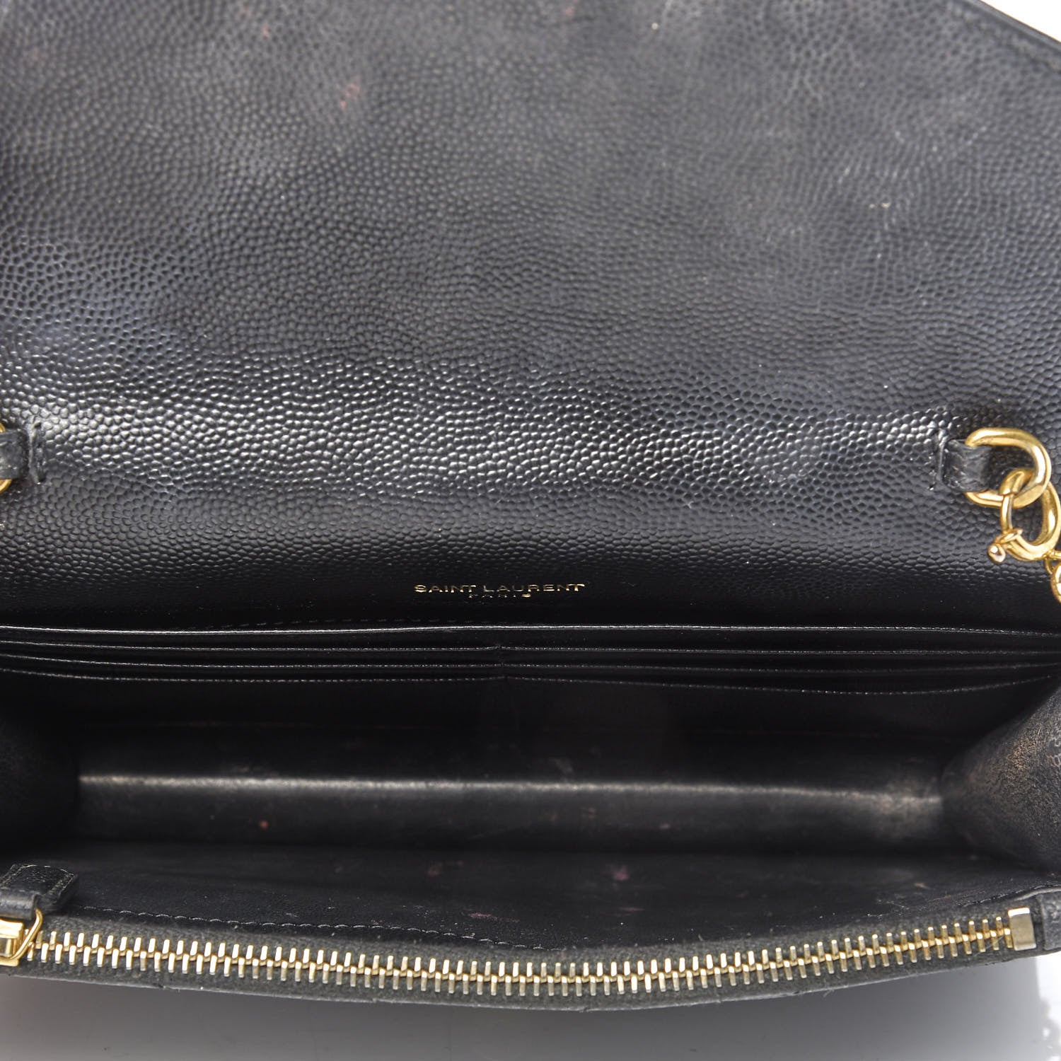 Saint Laurent Grain De Poudre Matelasse Chevron Monogram Chain Wallet 7 of 10