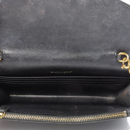 Saint Laurent Grain De Poudre Matelasse Chevron Monogram Chain Wallet 7 of 10