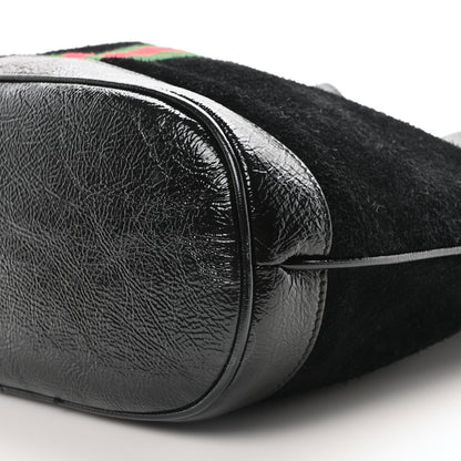 Gucci Suede Patent Web Medium Rajah Bucket Bag Black 10 of 10